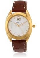 Titan Ne1557Yl01 Brown/White Analog Watch