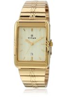 Titan Ne9317Ym02A Golden/White Analog Watch