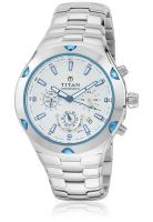 Titan Ne9468Km01J Silver/White Chronograph Watch