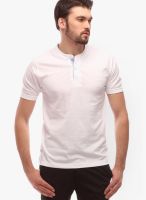 Urban Nomad White Solid Henley T-Shirts