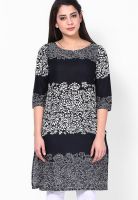 W Black Printed Kurtis