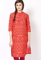 W Red Printed Kurtis