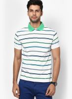 Wilkins & Tuscany White Striped Polo T-Shirts