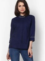 Wills Lifestyle Navy Blue Samantha Shirt