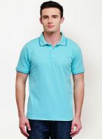 Yepme Aqua Blue Solid Polo T-Shirts