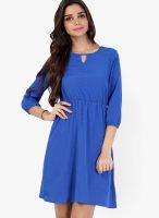 109F Blue Colored Solid Skater Dress 109F Blue Colored Solid Skater Dress