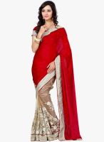 Aesha Red Color Embroidered Saree