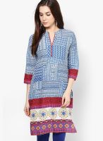 Alma Blue Printed Kurta