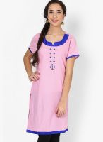 Aum Pink Embroidered Kurtis