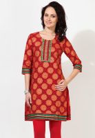 Aurelia Red Printed Kurtis