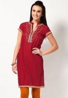 Aurelia Red Solid Kurtis