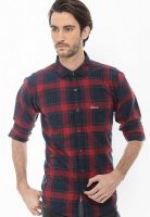 Basics Checks Red Casual Shirt