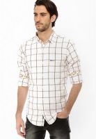 Basics Checks White Casual Shirt