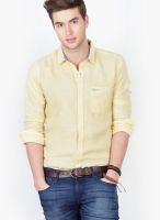 Basics Solid Yellow Slim Fit Casual Shirt