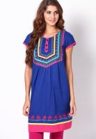 Biba Blue Embroidered Kurtis