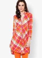 Biba Orange Cotton Blend Kurti