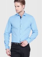 Black Coffee Light Blue Slim Fit Formal Shirt