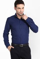 Black Coffee Striped Navy Blue Formal Shirt