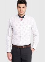 Black Coffee White Printed Slim Fit Formal Shirt