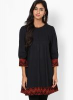 Bohemyan Blue Cotton Black Kurti