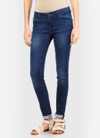 Boohoo Blue Evie High Rise Skinny Jeans