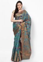 Bunkar Faux Silk Fancy Banarasi Rama Green Saree