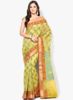 Bunkar Green Printed Super Net Saree