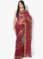 Bunkar Magenta Printed Super Net Saree