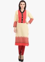 Dees by Dashmesh Beige Printed Kurta