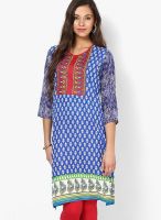 Dhwani Blue Embroidered Kurtis