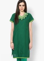 Dhwani Green Embroidered Kurtis