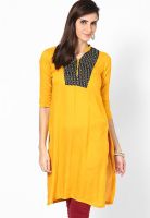 Divina Mustard Yellow Printed Kurta