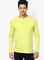 FREECULTR Yellow Solid Henley T-Shirts