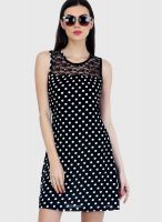 Faballey Black Colored Printed Shift Dress