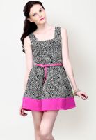 Faballey Sleeve Less Printed Pink Dress