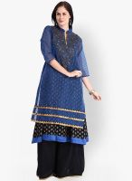 Folklore Blue Embellished Kurtis