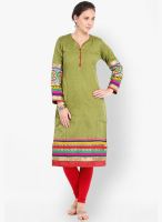 Folklore Green Printed Kurtas