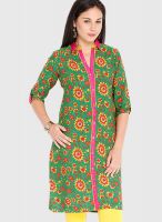 Folklore Green Printed Kurtas