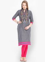 Folklore Grey Embroidered Kurta