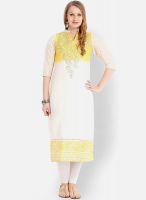 Folklore Off White Embroidered Kurtas