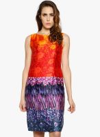 Folklore Orange Colored Printed Shift Dress