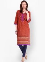 Folklore Rust Embroidered Kurtas