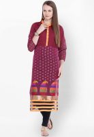 Folklore Wine Printed Kurtas