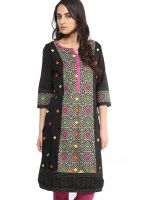 G Black Printed Kurta