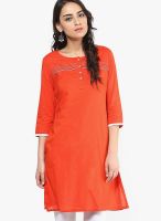 G Orange Solid Kurta