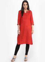 G Red Solid Kurta