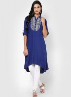 Global Desi Blue Embroidered Kurta