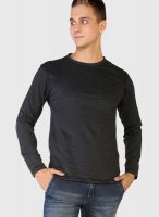 Globus Grey Solid Round Neck T-Shirts