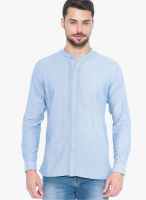 Globus Light Blue Solid Regular Fit Casual Shirt