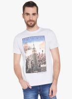 Globus White Printed Round Neck T-Shirt